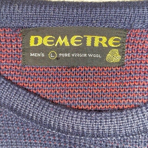 Demetre VTG  Mens Sweater Wool Pre Loved Size Large Navy Blue - Picture 6 of 7